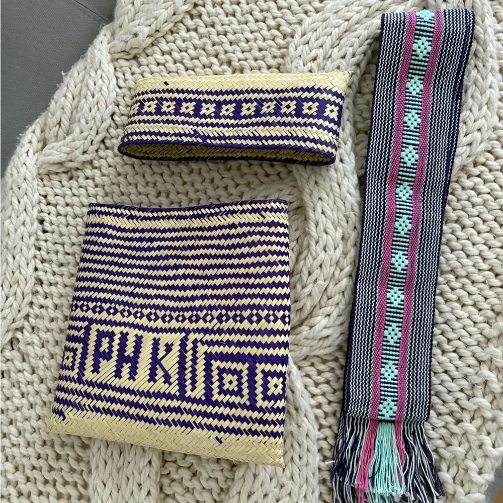 Pippa Holt Handwoven Artisan Belt – Pink & Green Stripes